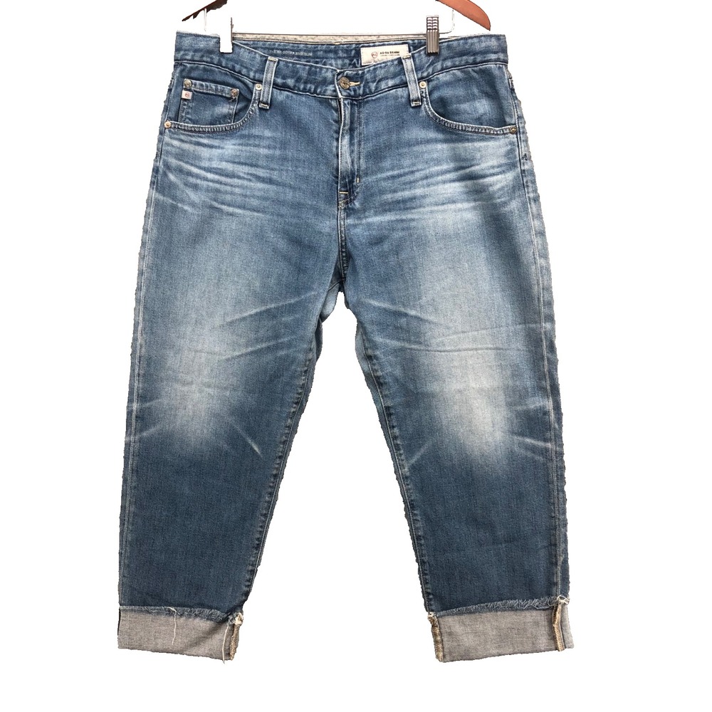 AG Adriano Goldschmied Denim Jeans Womens 33 16 Blue Cropped Rolled Ankle